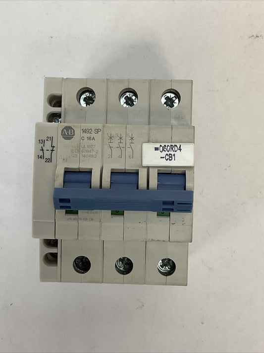 ALLEN BRADLEY 1492-SPM3C160 SER D CIRCUIT BREAKER 3POLE 16AMP 480Y/277VAC