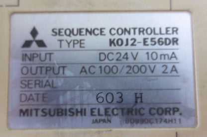 MITSUBISHI KOJ2-E56DR MILSEC-K SEQUENCE CONTROLLER, OUTPUT-100/200VAV, 2A