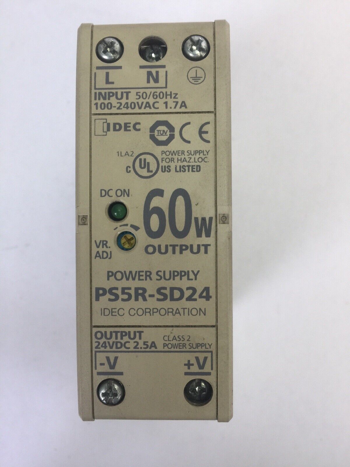 IDEC PS5R-SD24 POWER SUPPLY INPUT 100-240VAC 1.7A OUTPUT 24VDC 2.5A 60W