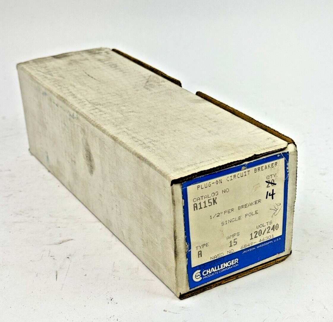 CHALLENGER *BOX OF 14* - A115K - CIRCUIT BREAKERS - 1 POLE/15 A/240 VAC