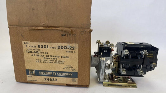 SQUARE D 8501 DD0-22 AC RELAY OPERATED TIMER 600VAC 10A SERIES A COIL 120V 60HZ