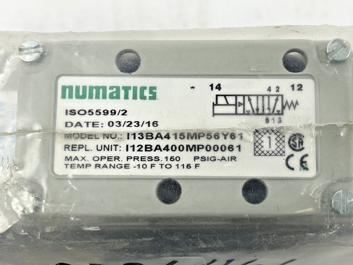 NUMATICS - I13BA415MP56Y61 - ASCO - SOLENOID VALVE - 24 VDC - 4 WATTS W/ BRIDGE