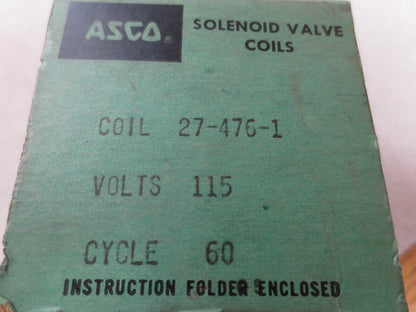 ASCO 27-476-1 SOLENOID VALVE COIL - 115/60 - NEW SURPLUS