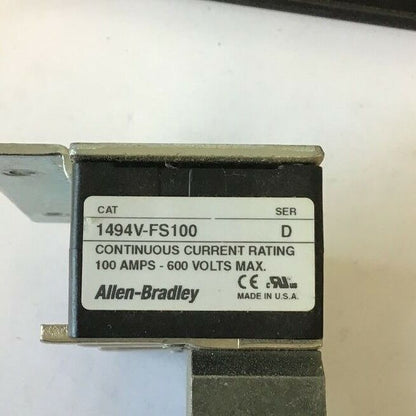 ALLEN BRADLEY 1494V-FS100 FUSE BLOCK SER. D 100AMPS 600V