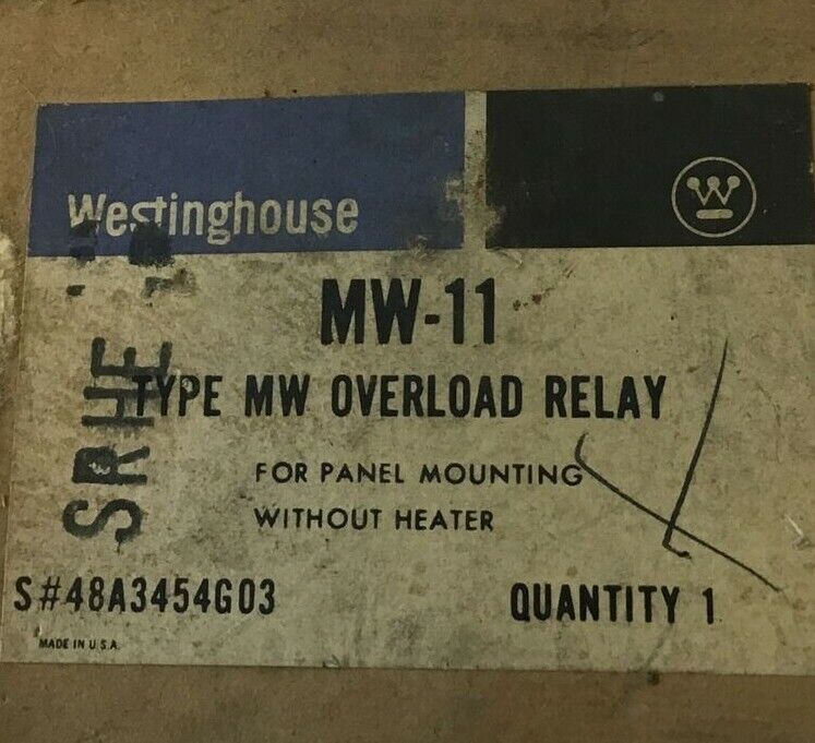 WESTINGHOUSE MW-11 OVERLOAD RELAY W/O HEATER