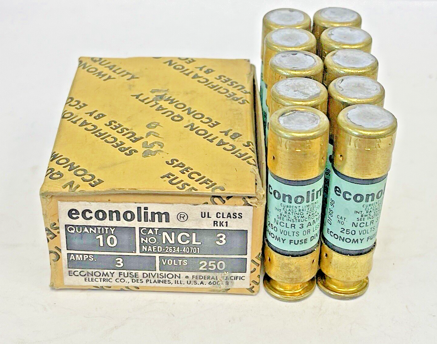 ECONOLIM *BOX OF 10* - NCL 3 - 3 AMP, 250 VAC, CURRENT-LIMITING CLASS RK1 FUSES