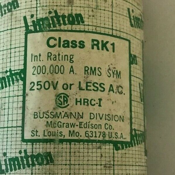 LIMITRON KTNR-225 FUSE 250VAC CLASS RK1 CURRENT LIMITING FAST-ACTING***LOTOF3***