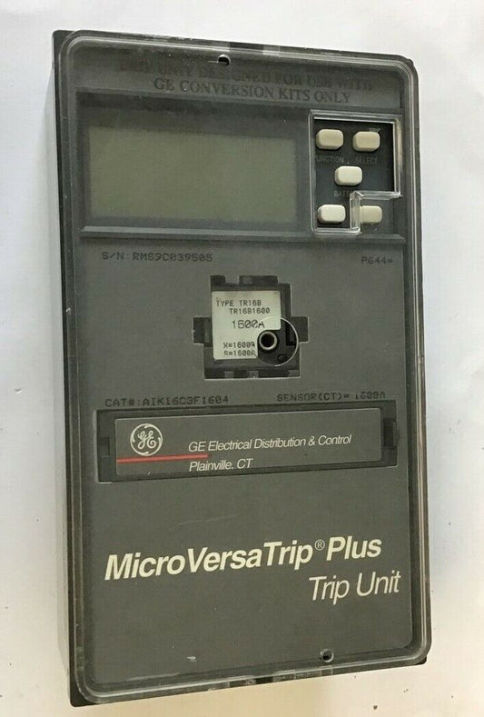 GENERAL ELECTRIC AIK16C3F1604 TRIP UNIT W/TR16B1600 1600A MICROVERSATRIP