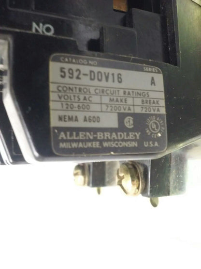 ALLEN BRADELY 592-DOV16 SERIES A OVERLOAD RELAY MISSING SCREWS, BOLTS AND TEST