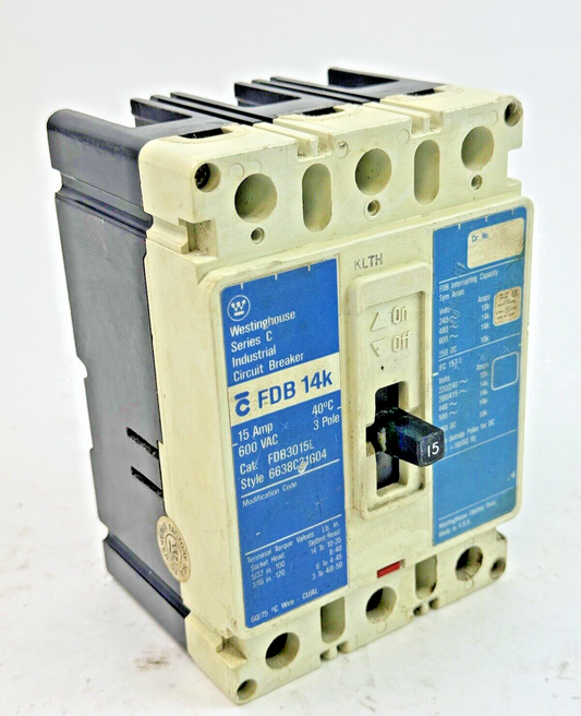 EATON / CUTLER-HAMMMER - FDB3015L - CIRCUIT BREAKER - 3 POLE/ 15 A/ 600 VAC