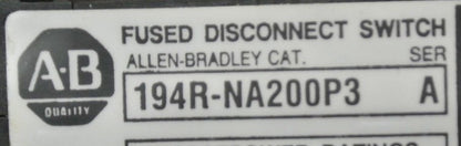 ALLEN-BRADLEY 194R-NA200P3 DISCONNECT SWITCH