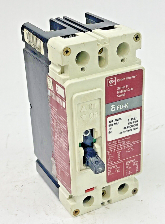 EATON - CUTLER-HAMMER - FD2100K - MOLDED CASE CIRCUIT BREAKER -100A/2POLE/600VAC