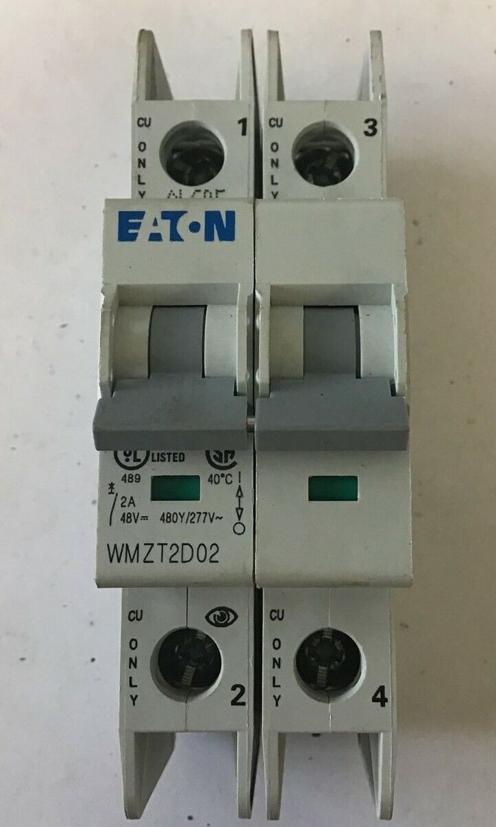 EATON WMZT2D02 CIRCUIT BREAKER 2A 480Y/277VAC 10KA 2POLE 50/60HZ***LOTOF3***