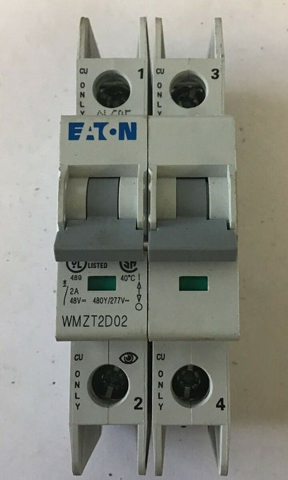 EATON WMZT2D02 CIRCUIT BREAKER 2A 480Y/277VAC 10KA 2POLE 50/60HZ***LOTOF3***