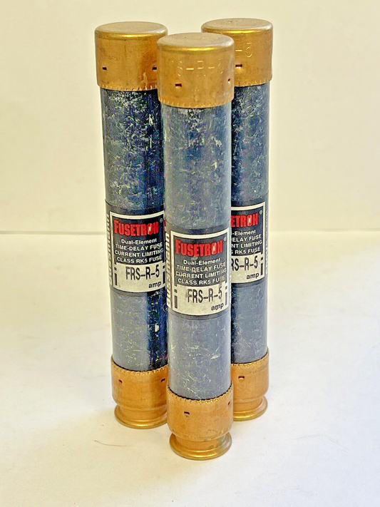 FUSETRON *LOT OF 3* - FRS-R-5 - DUAL-ELEMENT, TIME-DELAY, CURRENT LMTG. 5A 600 V