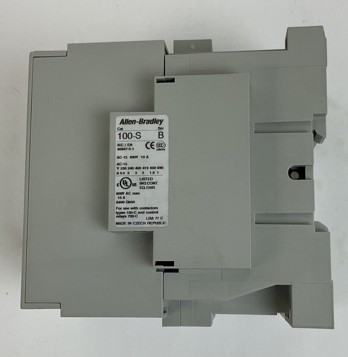 ALLEN BRADLEY 100-C72DJ10 CONTACTOR 24VDC SER.B 3POLE W/ 100-S AUX. CONTACT