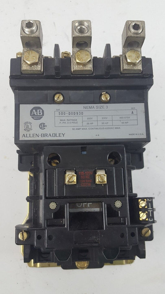 ALLEN BRADLEY CONTACTOR/STARTER 500-D0D930 SER A 50HP 460V