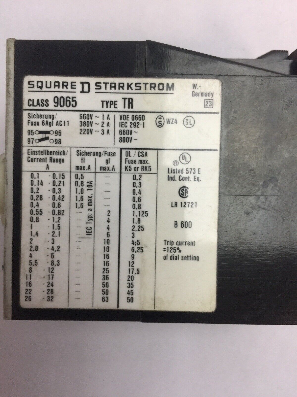 SQUARE D 9065 TR 2.8 OVERLOAD RELAY 2.8-4.2A