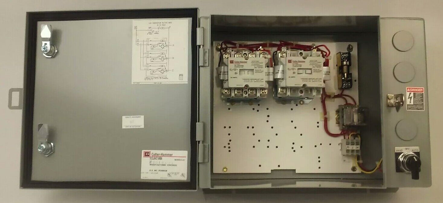 CUTLER HAMMER ECL04C1A8A SERIES A1 LIGHTING CONTACTOR TYPE 1 ENCL A202K1DAM