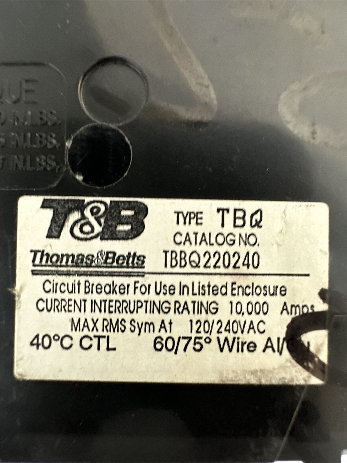 T&B TBBQ220240 CIRCUIT BREAKER 20/40/40/20AMP 4POLE 120/240VAC