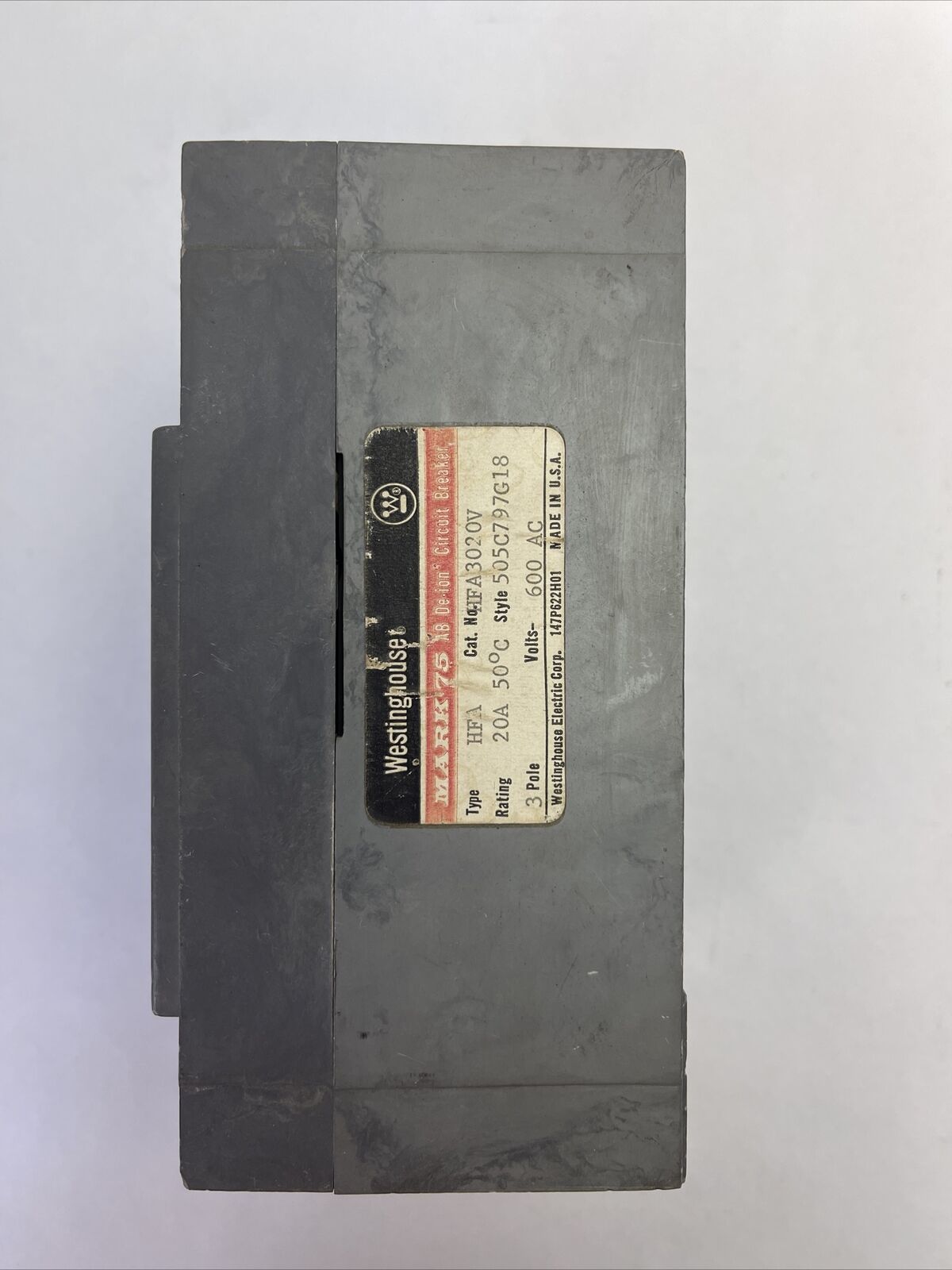 WESTINGHOUSE HFA3020V AB DE-ION CIRCUIT BREAKER 20AMP 600VAC 3POLE 505C797G18