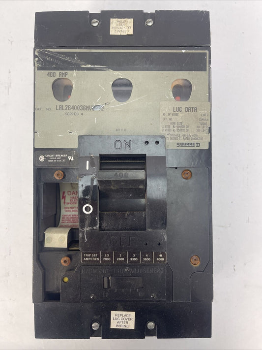 SQUARE D LAL2640036MV SERIES 4 CIRCUIT BREAKER 400AMP 600VAC 2POLE