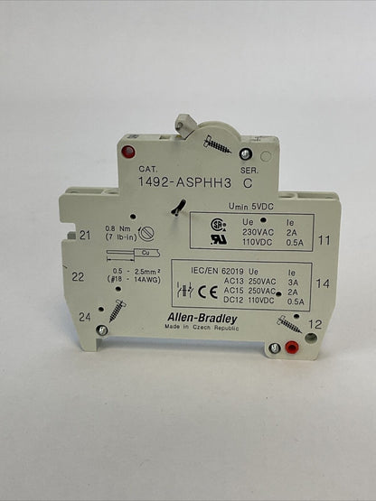 ALLEN BRADLEY 1492-ASPHH3 AUXILIARY SWITCH SER C