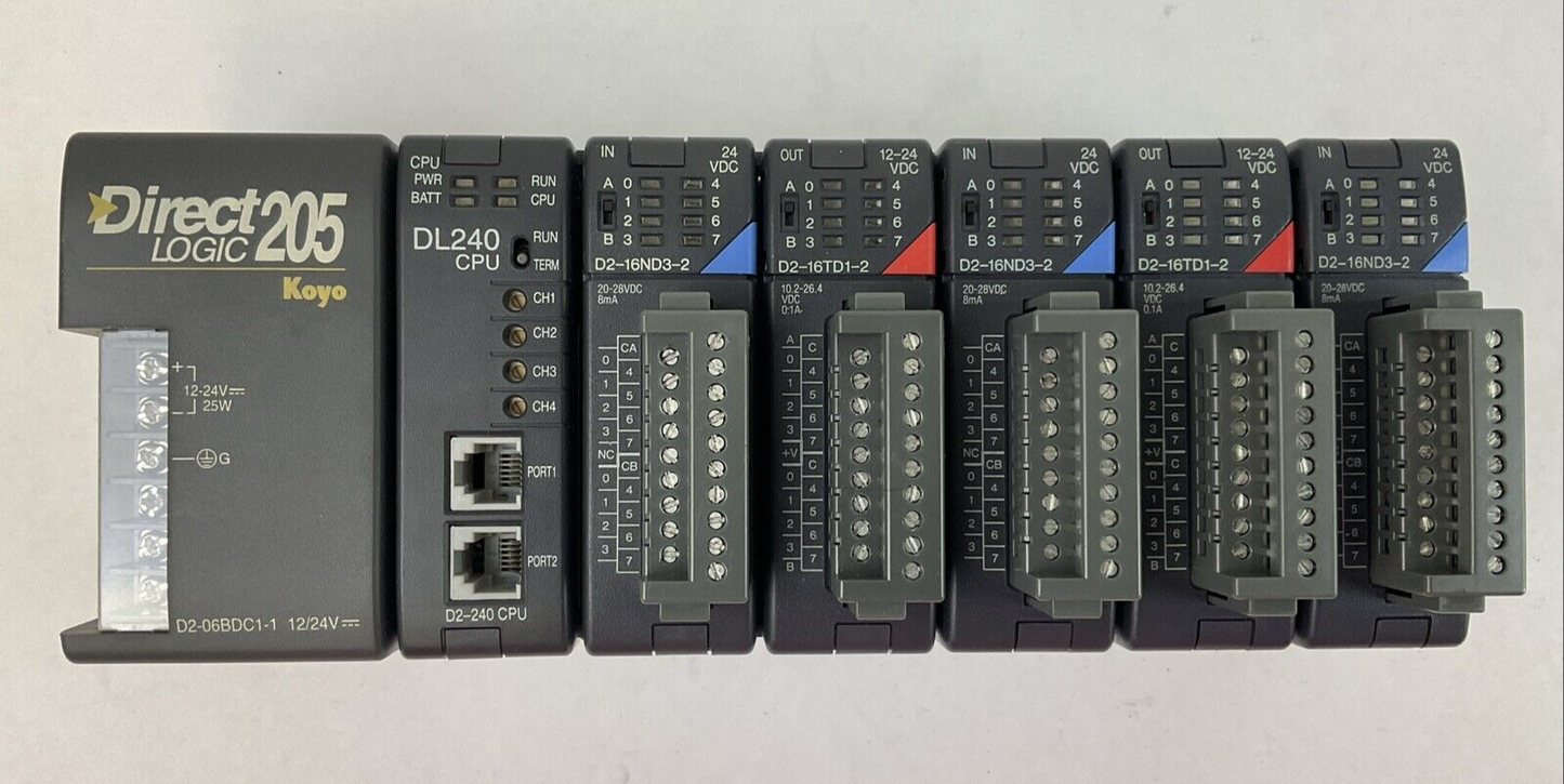 AUTOMATION DIRECT KOYO D2-06BDC D2-240 (2)D2-16TD1-2 (3) D2-16ND3-2