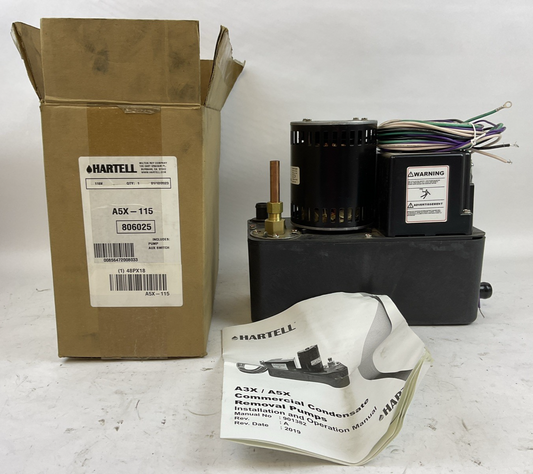 HARTELL A5X-115 COMMERCIAL CONDENSATE REMOVAL PUMP 115V 50/60HZ 5.0A