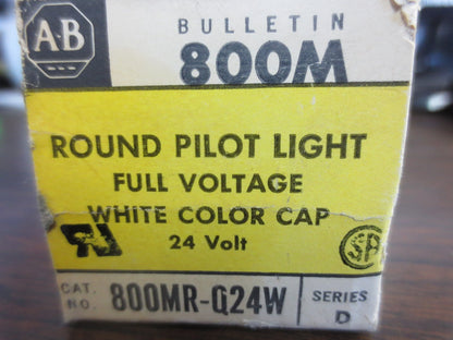 ALLEN-BRADLEY 800MR-Q24W ROUND PILOT LIGHT, 24V, WHITE CAP, NEW SURPLUS - Ser. D