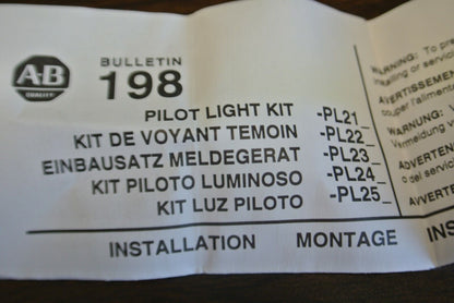 ALLEN-BRADLEY 198-PL22R / PILOT LIGHT KIT / 240VAC / RED / NEW SURPLUS / NO BULB