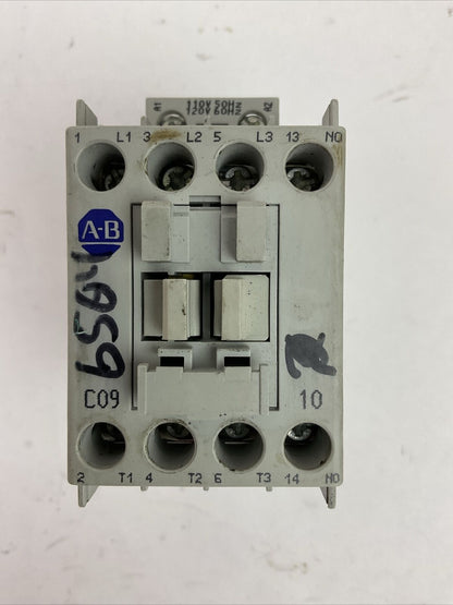 ALLEN BRADLEY SERIES A 100-C09*10 CONTACTOR W/ 110V 50Hz 120V 60Hz COIL