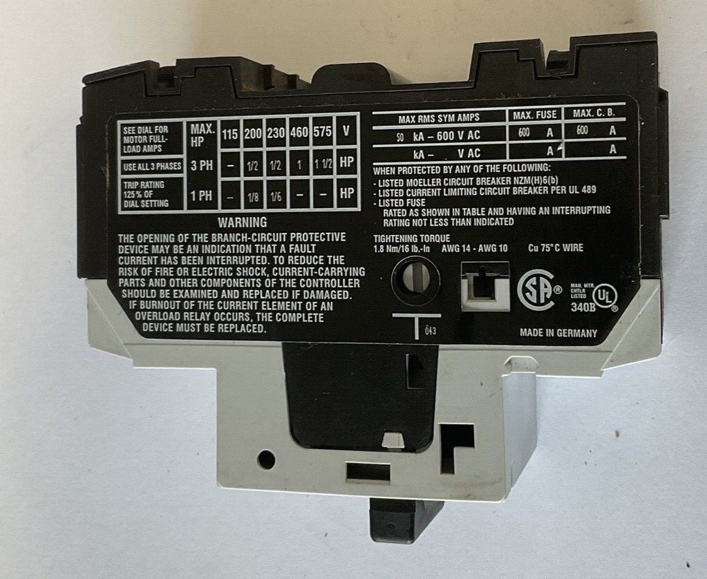 MOELLER PKZM0-2.5 MOTOR CIRCUIT BREAKER SER.2 2.5A