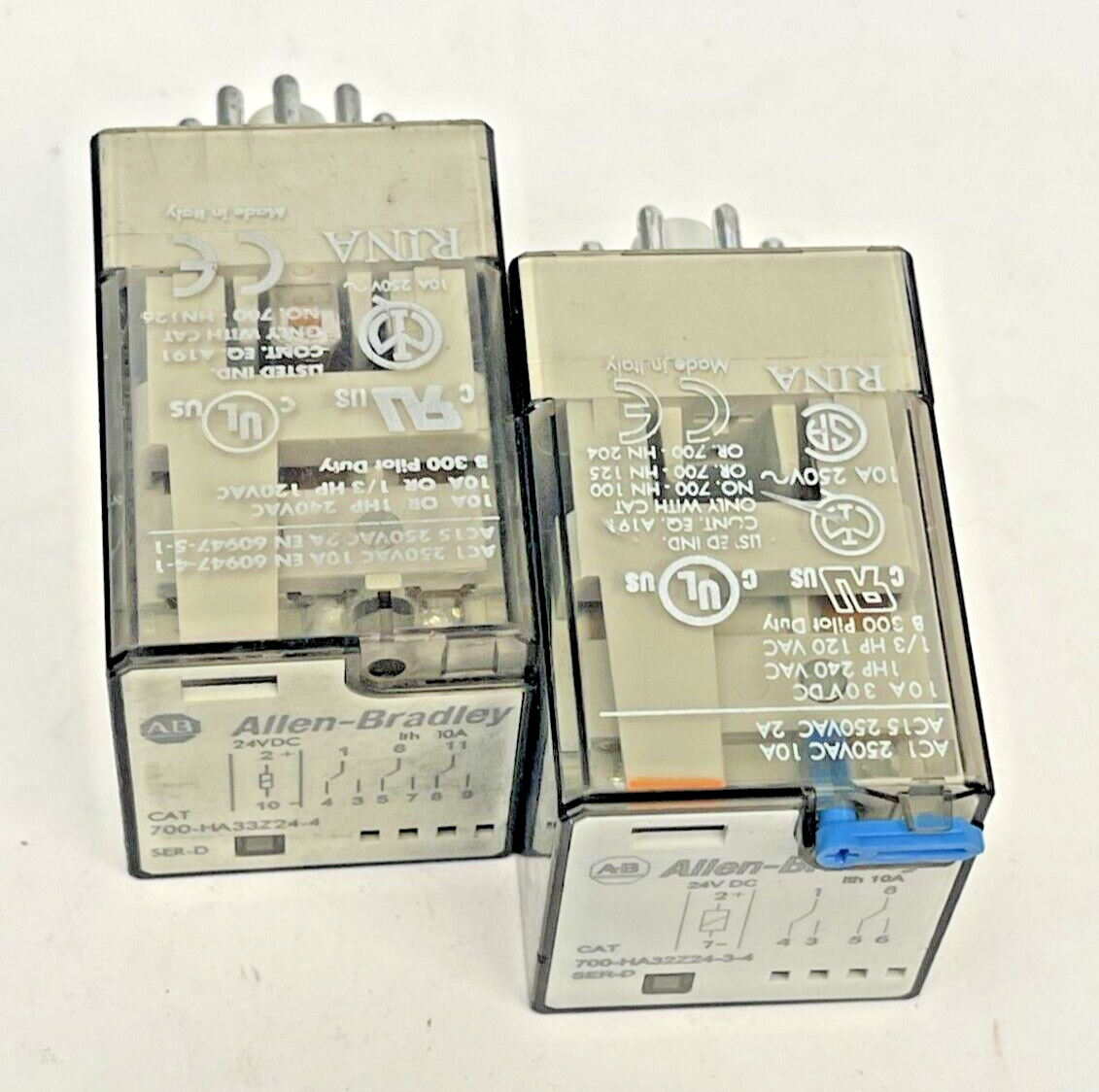 ALLEN BRADLEY *LOT OF 2* - 700-HA32Z24-3-4 SER D - RELAY - 250 VAC, 1O A, 30 VDC