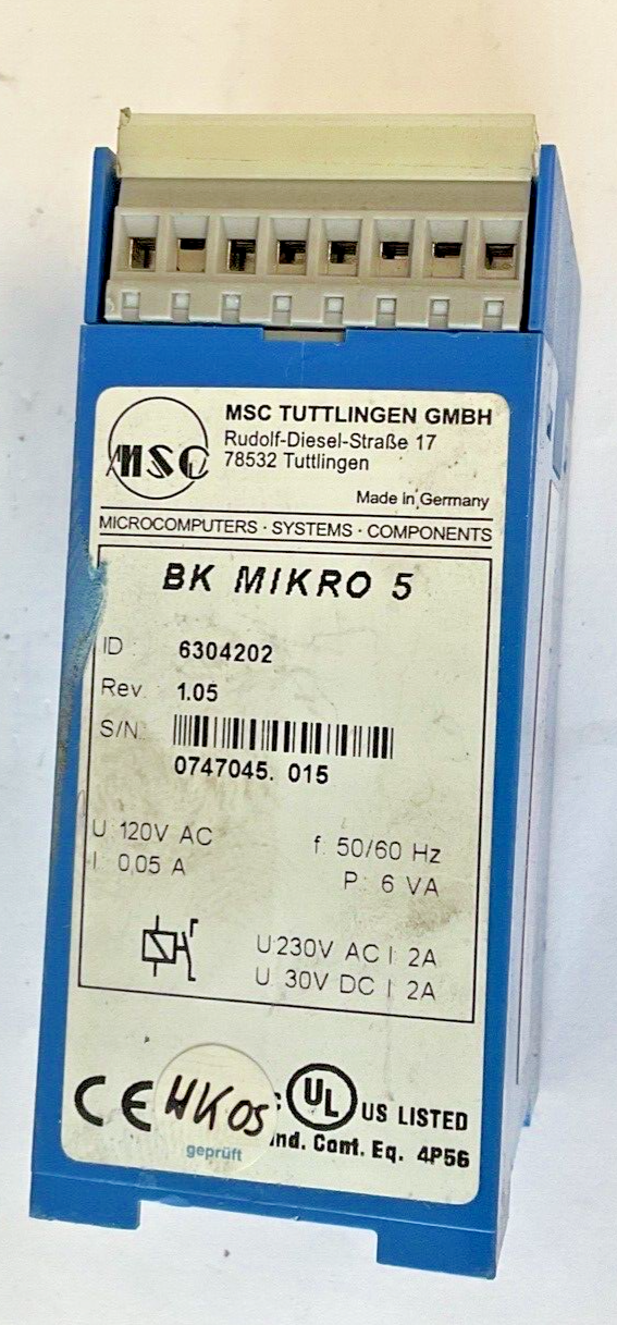 MSC BK MIKRO 5 TOOL MONITOR SCANNING SYSTEM REV1.05 120VAC 50/60HZ** LOTOF3**