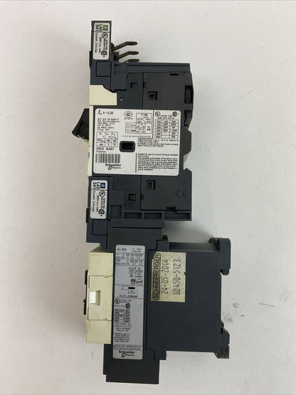 SCHNEIDER GV2ME103/4-6.3A CIRCUIT BREAKER LC1D123BL CONTACTOR COIL 24VDC LAD341