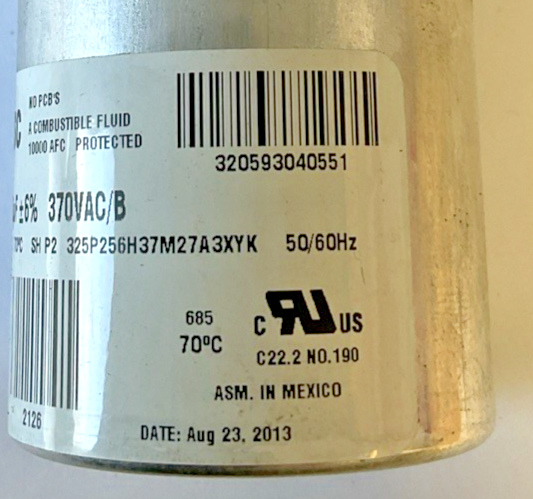 CSC 325P256H37M27A3XYK CAPACITOR 25.0UF 370VAC/B 50/60HZ