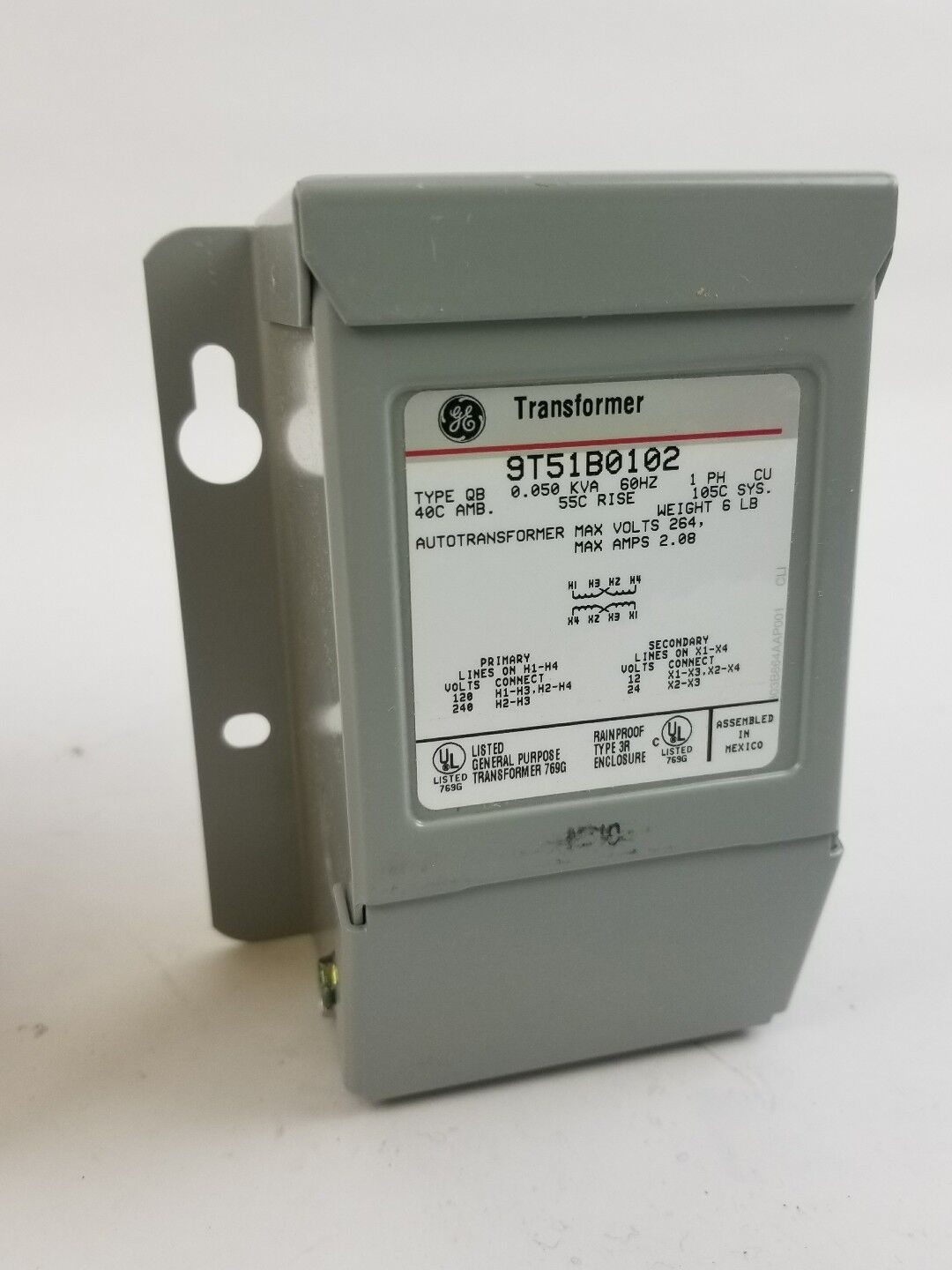 New GE 9T51B0102 Buck Boost Transformer GT1095 - 120x240V, 0.050 kVA
