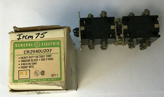 GENERAL ELECTRIC CR290U207 TANDEM BLOCK 600V 4N0-4NC NC CONT.