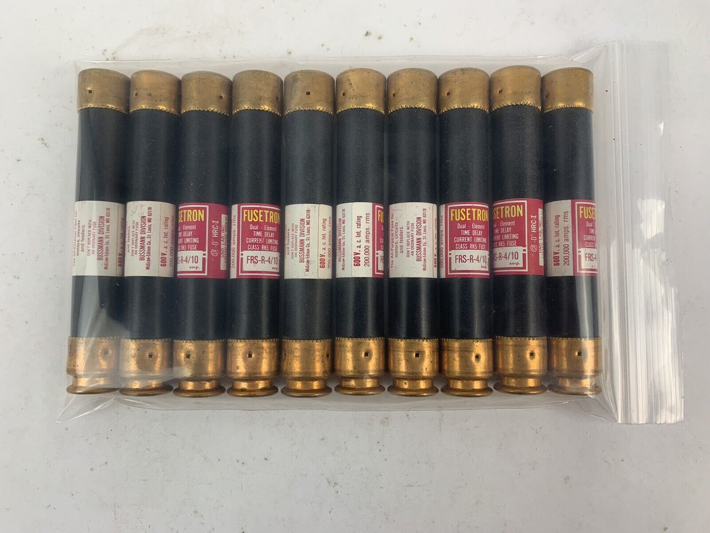 Bussmann Fusetron Dual-Element  FRS-R-4/10 4/10A 600V Fuse "Lot of 10"