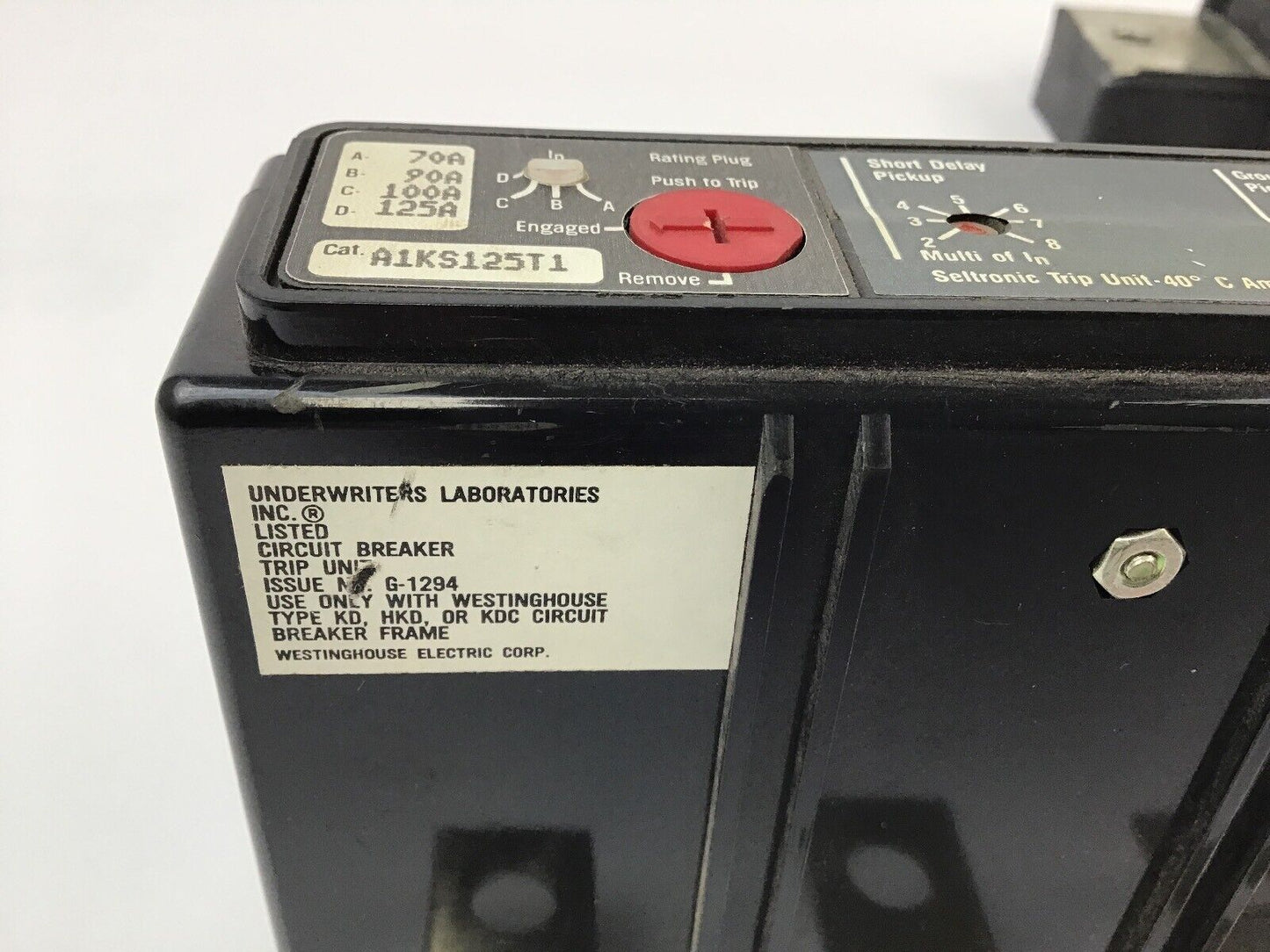 WESTINGHOUSE ELEC. GROUND FAULT TRIP UNIT (CTK125+A1KS125T1+ KS3125TG)
