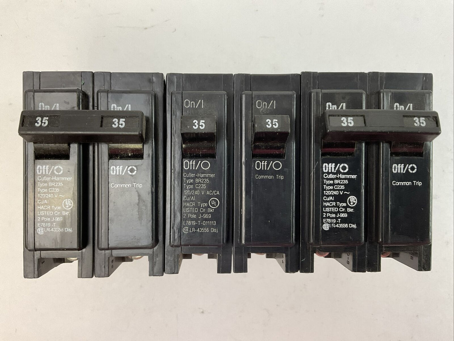 CUTLER HAMMER BR235 CIRCUIT BREAKER 2POLE 35AMP 120/240VAC (LOT OF 3)