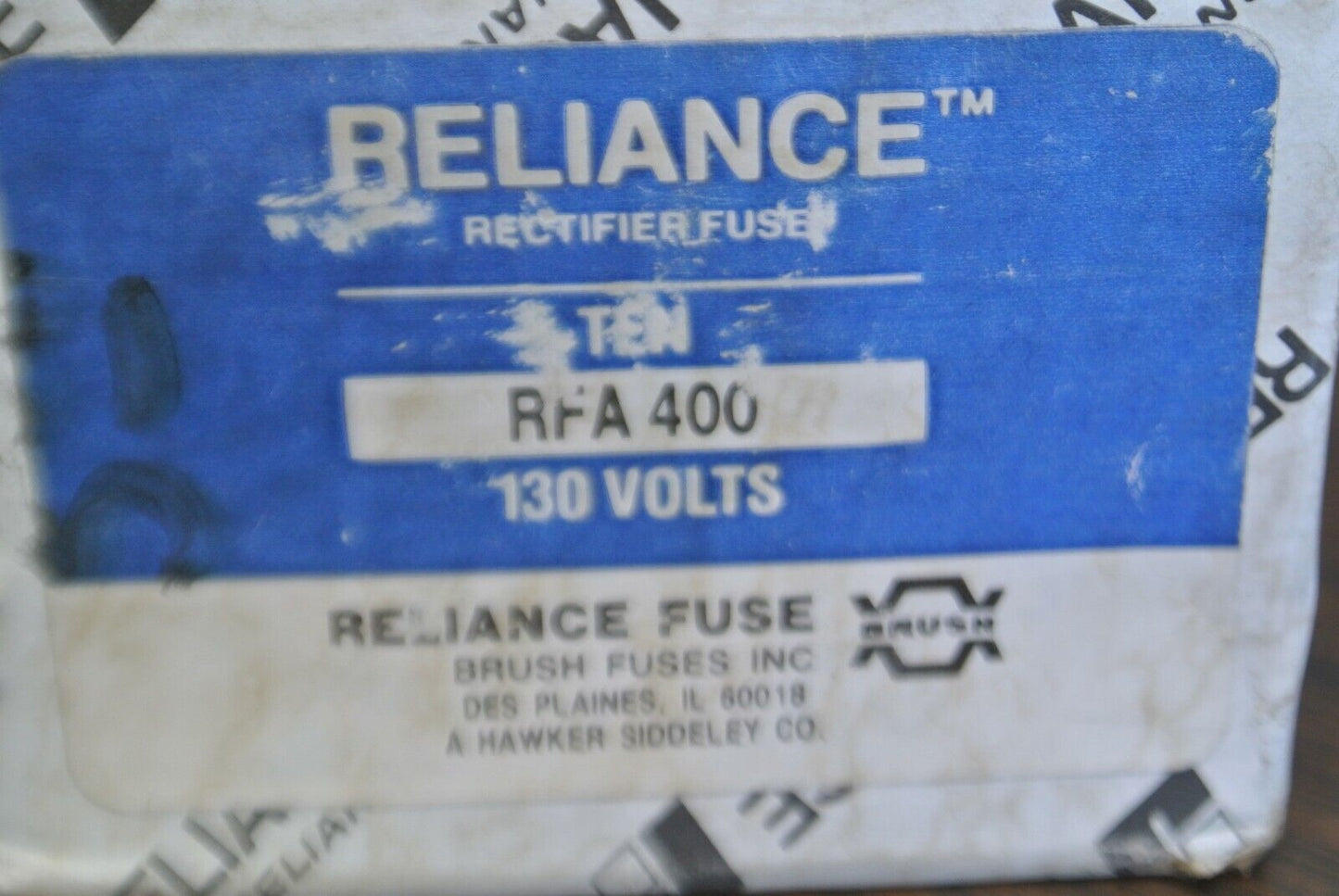 RELIANCE RFA400 RECTIFIER FUSE / 400A / 130V / NEW SURPLUS / EACH