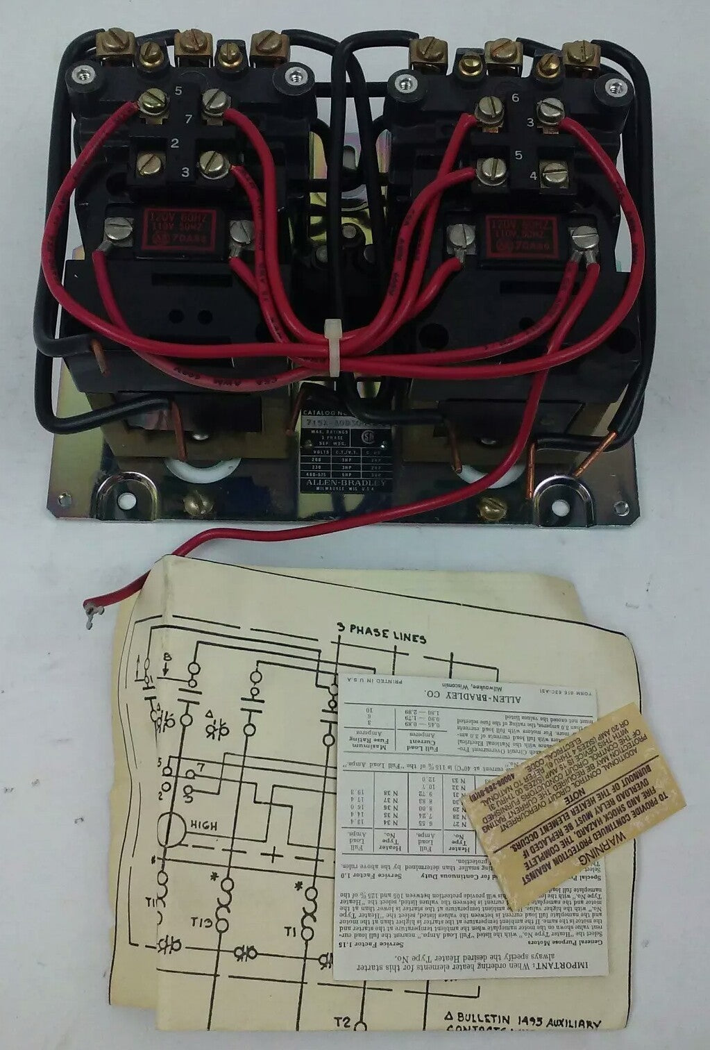 ALLEN BRADLEY 715X-AOD3000 SER. L, TWO SPEED STARTER,SIZE 0,3PH, 575V, 120V COIL