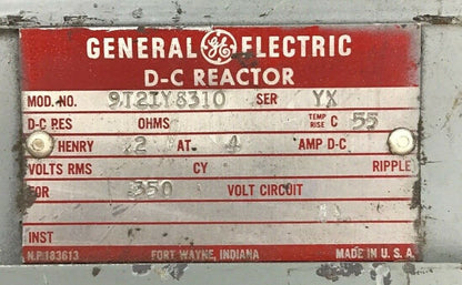 GENERAL ELECTRIC D-C REACTOR 9T2IY8310 350V  SER. YX