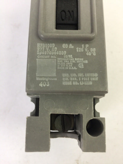 WESTINGHOUSE HFB1060 CIRCUIT BREAKER 60AMP 1POLE 277VAC 4976D04G09