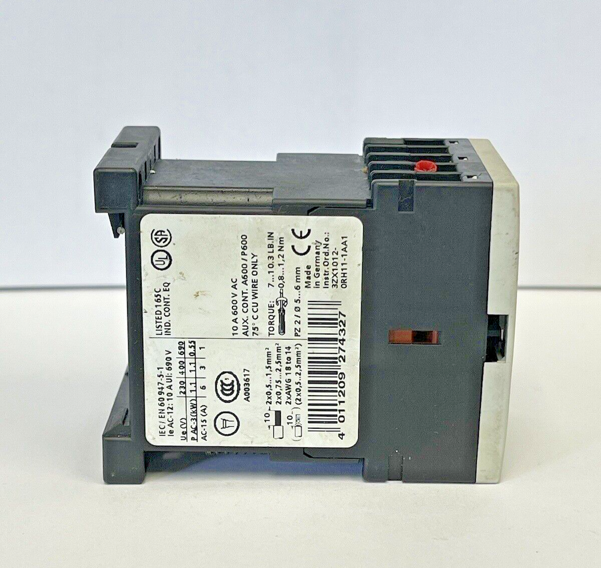 SIEMENS - 3RH1131-1BB40 - CONTACTOR - 10 AMP; 4 POLE; 240 VAC; 24 VDC COIL