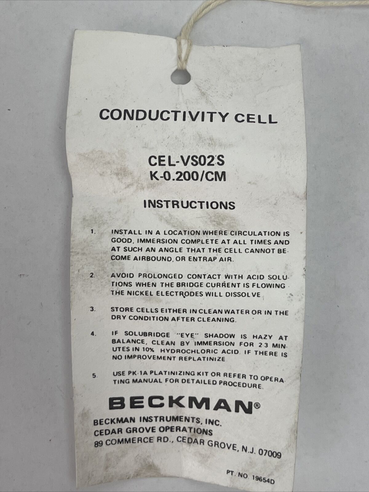 BECKMAN CEL-VS02S CONDUCTIVITY CELL