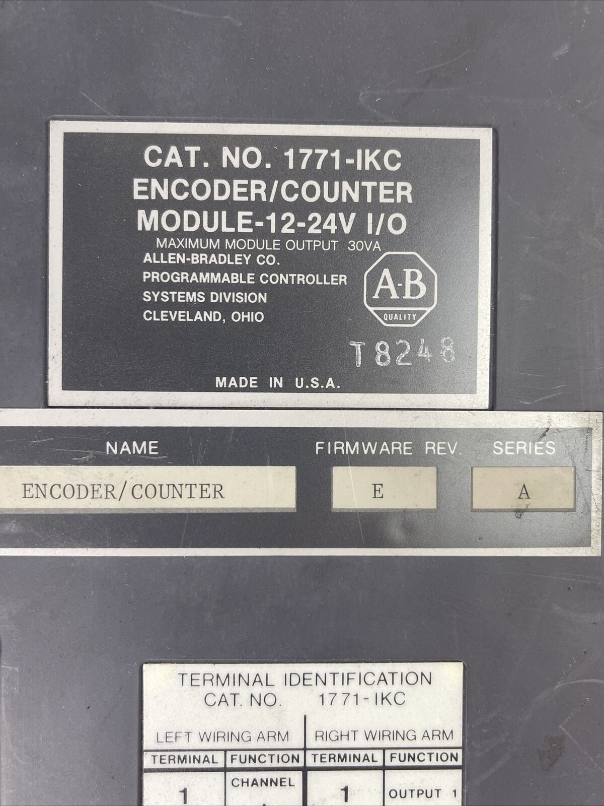 ALLEN BRADLEY 1771-IKC ENCODER/COUNTER MODULE 12-24V I/O SERIES A FIRMWARE REV E