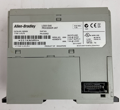 ALLEN BRADLEY 1768-L45 SER B F/W REV 1.04 LOGIX 5345 PROCESSOR UNIT 1768-L45/B